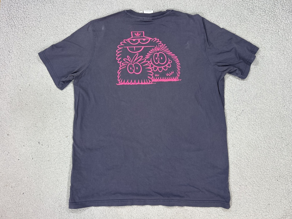 Adidas Kevin Lyons Shirt Mens XL Gray Monster Graphic Trefoil Logo Streetwear